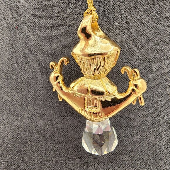 Set of 2 Swarovski Lead Crystal Golden Elf Holiday Christmas Ornament With Boxes - Picture 5 of 6